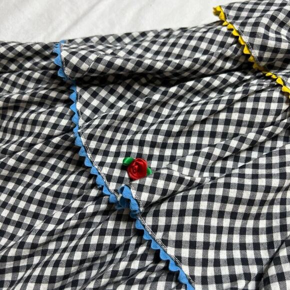 Mousefeathers Vintage Ruffled Tiered Checkered Midi Dress Juniors 8 Cottagecore - Picture 9 of 13